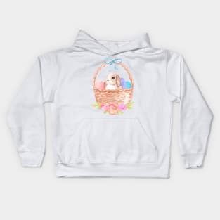 Easter bunny in basket Kids Hoodie